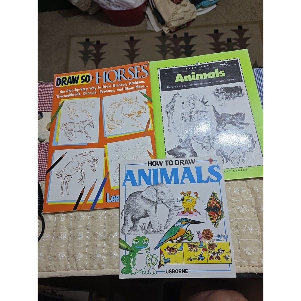 Vintage Draw 50 Horses Usborne How to Draw Animals North Light Clip Art Book Lot